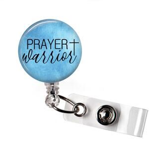 Prayer Warrior Badge Reel Christian Faith Religious Nurse ID Holder